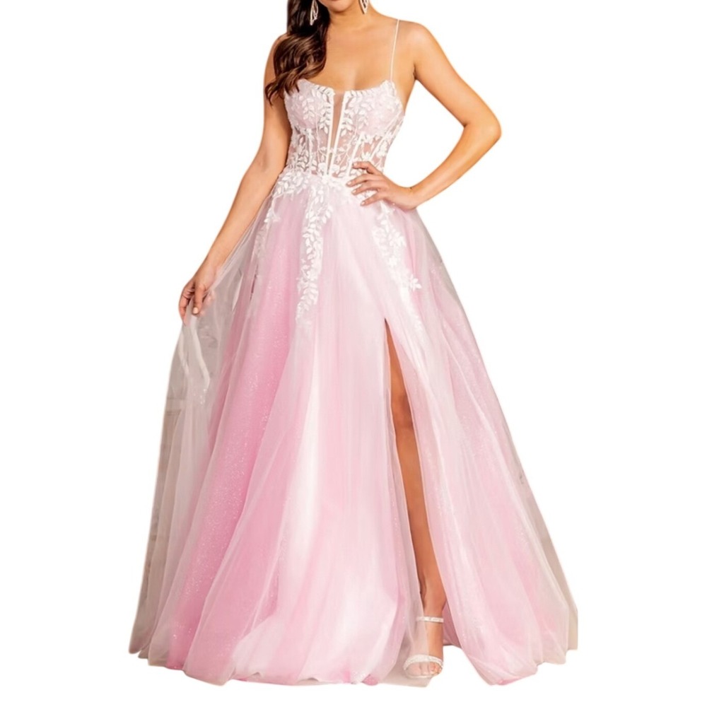 Prom Gown Formal Wedding Dress Fits Size Large to 3XL Pink White Tulle